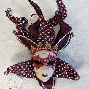 Harlequin Hand Painted Wall Mask Decor. Porcelain Venetian Carnaval Mask.
